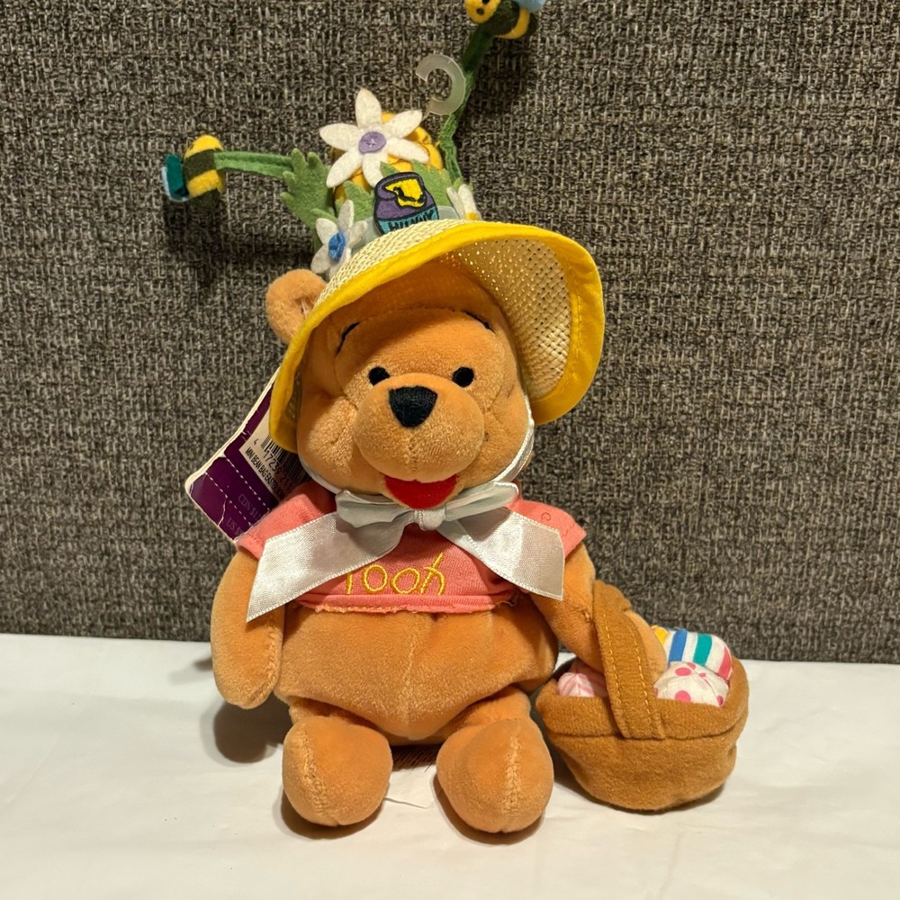 Disney Mini Beanbag Easter Bonnet Winnie the Pooh Plush Toy 8” Disney Store NWT